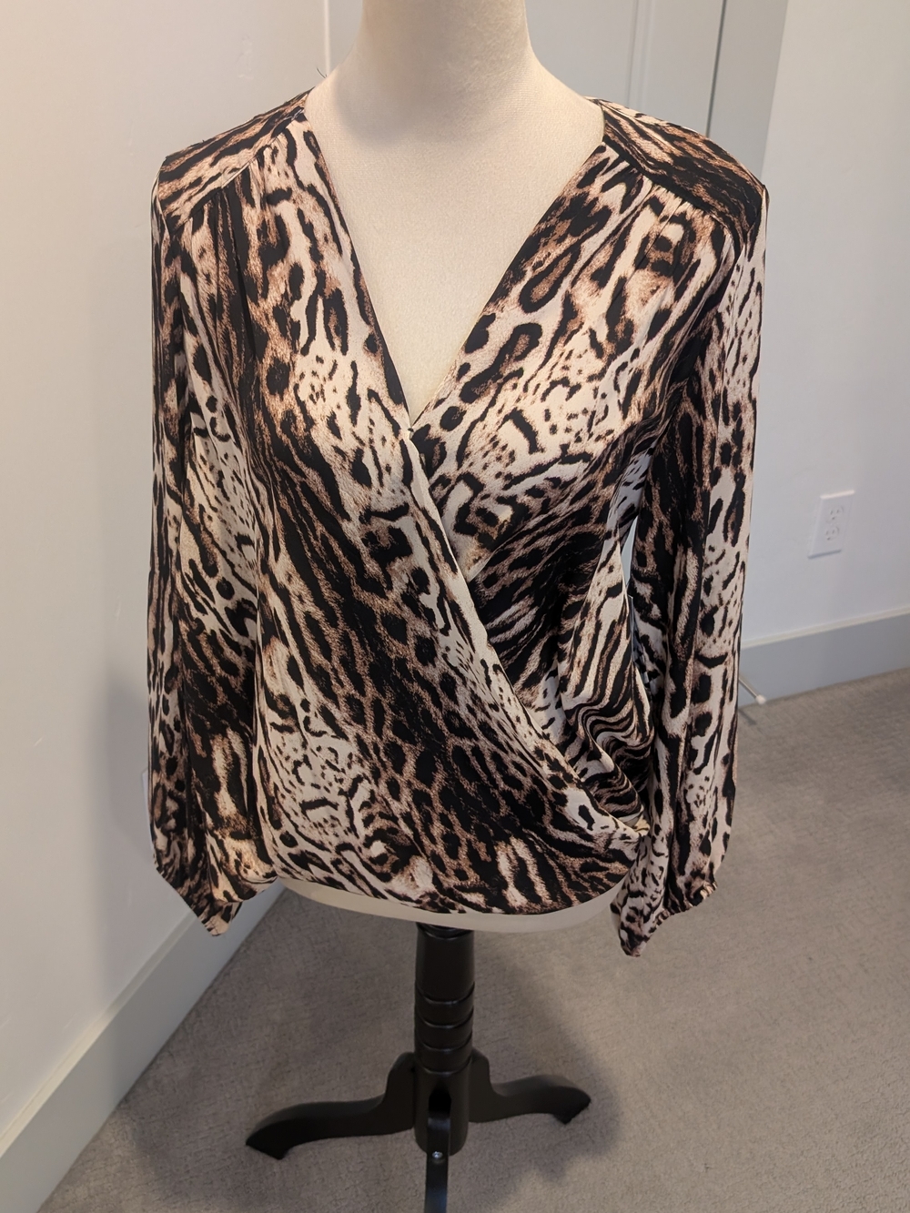 Women’s Animal Print Wrap Blouse in Brown/Black